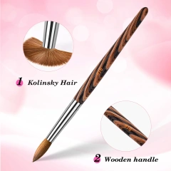 2025 New Acrylic Nail Brush 100 % Kolinsky Sable Germany Wood Handle 100% Mink Hair Nail Powder Brush  #14 #16 #18