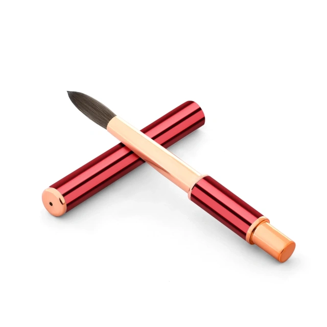 Luxury Acrylic Nail Brush Custom Logo Red Handle Rose Gold Ferrule High Quality Kolinsky Acrylic Nail Brush