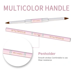 Wholesale OEM Packaging Sliver Ferrule Double-end Crimped Pink 100% Kolinsky Acrylic 3D Nail Art Brush Size 4