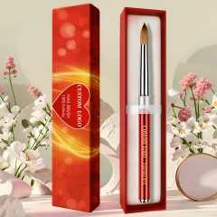 Luxury 2025 Red Metal Handle Germany 100% Kolinsky Hair Nails Brush Art Nail Acrylic Brush