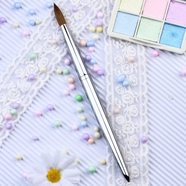 FUUMUUI New Arrival Kolinsky Nail Brushes Wholesale Silver Metal Handle Private Label Acrylic Brush for Nails Kolinsky Hair