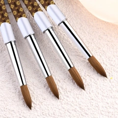 Latest Fashion Nail Brushes Wholesale Metal Handle Crimped Round Number 8 10 12 14 16 18 Acrylic Brush Kolinsky High Quality