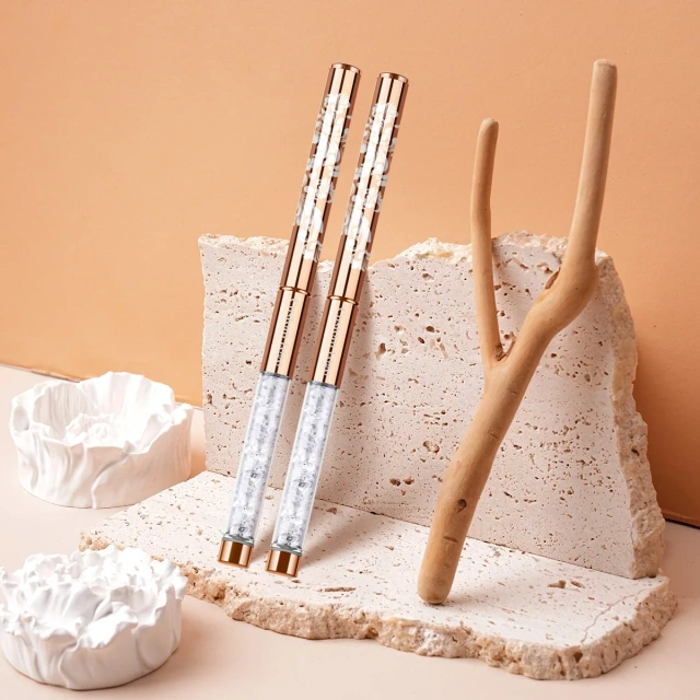 Personalized 100 % Kolinsky Nail Art Brushes Rose Gold Rhinestone Handle Custom Kolinsky Acrylic Nail Brush