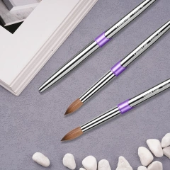 Fashion 100% Kolinsky Nails Brush Custom Anti-monomer Silver Metal USA Size Nails Brush Acrylic Kolinsky