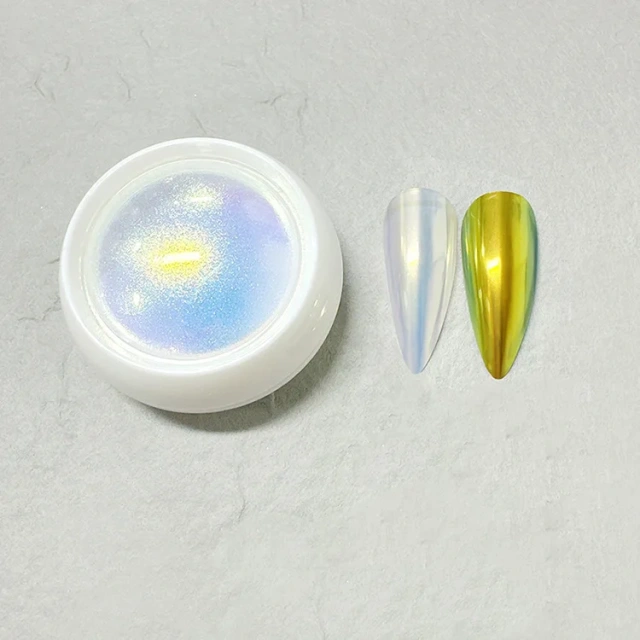 Wholesale New Nail Art Ice Transparent Pearl Aurora Powder Chameleon Chrome Aurora Mermaid Powder 6 Colors Non-microplastics