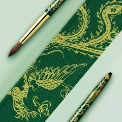 Standard USA Size Top Quality Hot Selling Green Dragon Metal Style 100% Kolinsky Nail Brushes Packaging Box for Acrylic #16
