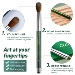 New Design Fashionable Handle Custom Logo Fluffy Nail Brush Personalized Acrylic Nail Brush 100 Kolinsky Crimped 14/16/18