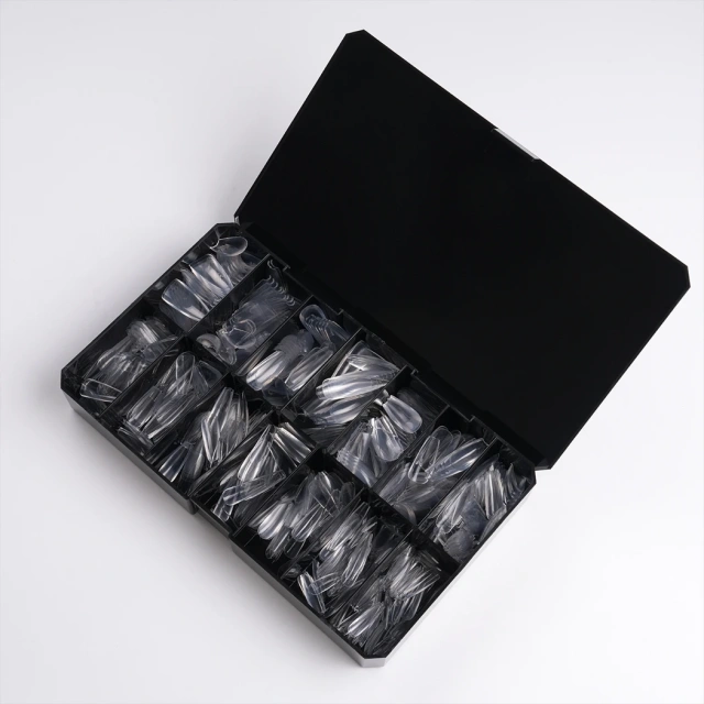 Professional Thick Full Cover Coffin Nail Tips Clear Soft Gel Private Label  Short Coffin Nail Tips 280 Pcs/Box