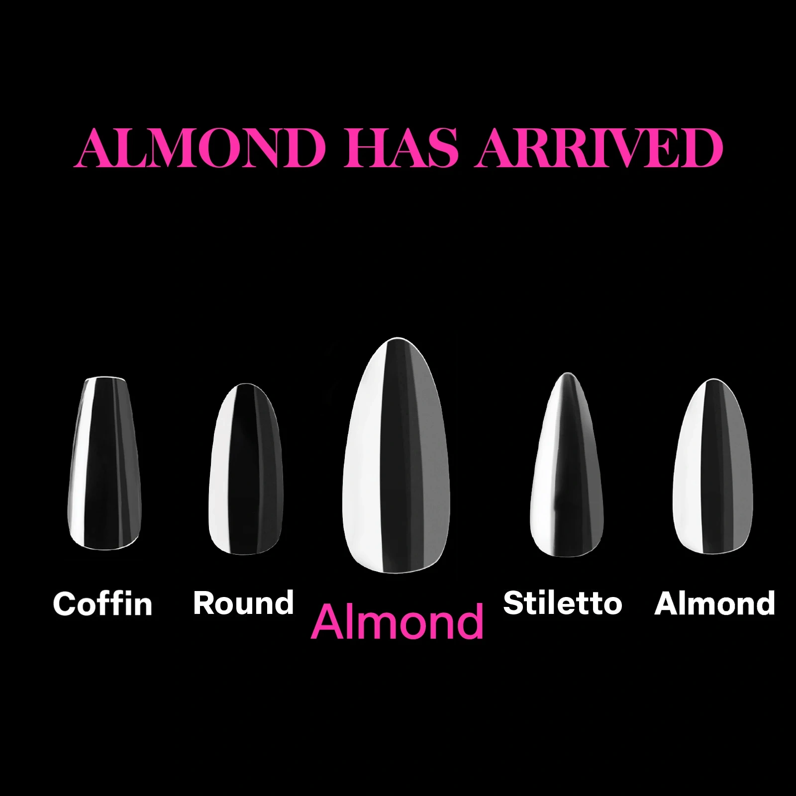 Popular PMMA Clear Almond XS/S/M/L Full Cover Nail Tips Custom Label 14 Sizes Nail Extension  602pcs Soft Gel Nail Tip