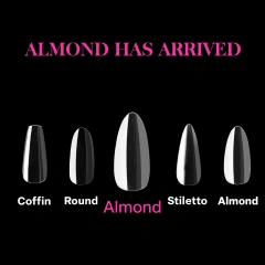 Popular PMMA Clear Almond XS/S/M/L Full Cover Nail Tips Custom Label 14 Sizes Nail Extension  602pcs Soft Gel Nail Tip