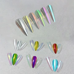 Wholesale New Nail Art Ice Transparent Pearl Aurora Powder Chameleon Chrome Aurora Mermaid Powder 6 Colors Non-microplastics