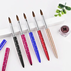 High Quality Acrylic Nail Brush Custom Rhinestone Metal Handle Pure Kolinsky Acrylic Nail Brush