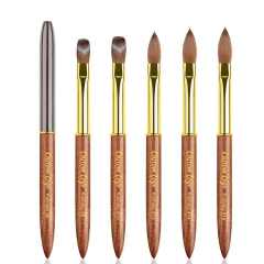 New Top Quality Pincel Kolinsky Metal 100 Kolinsky Crimped Acrylic Nail Brush Customized logo