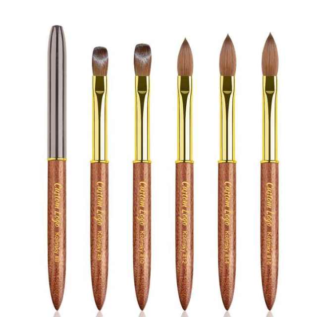 New Top Quality Pincel Kolinsky Metal 100 Kolinsky Crimped Acrylic Nail Brush Customized logo