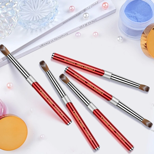 Luxury 2025 Red Metal Handle Germany 100% Kolinsky Hair Nails Brush Art Nail Acrylic Brush