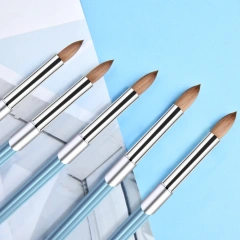 USA Top Quality Acrylic Brush Metal Kolinsky Box Blue Color Private Logo Original Kolinsky Nail Brush for Nails 10