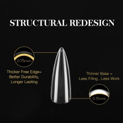 600 Pieces Soft Gel Clear Full Cover Nail Tips Long Stiletto Shape Natural 14 Sizes Gel Nail Tips Custom Box