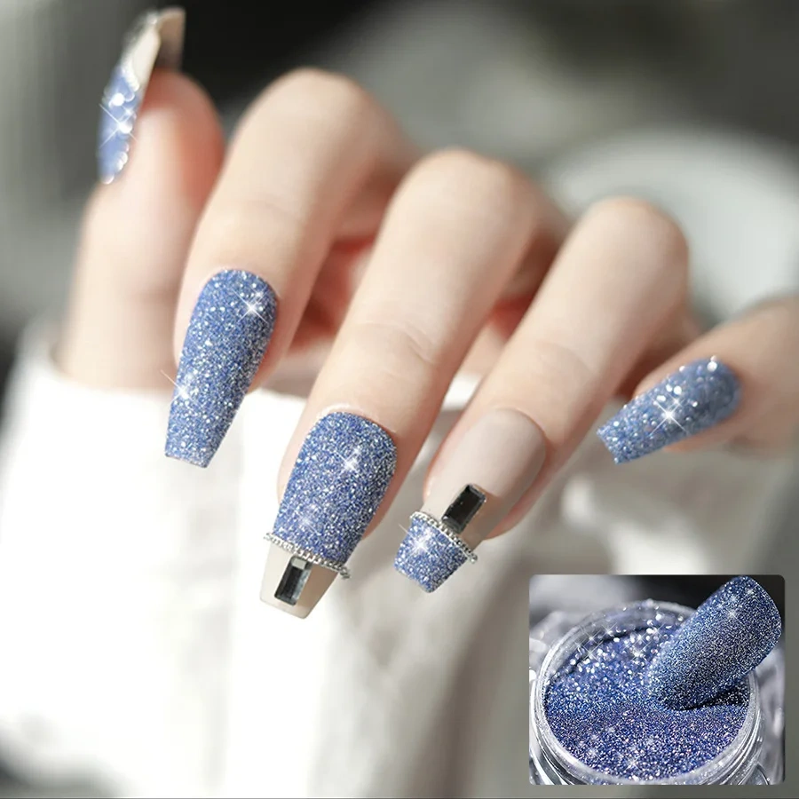 Hot Nail Art Broken Diamond Powder Crystal Three-Dimensional Silver Diamond Glitter Flash Handmade Drip Glue Reflective Powder