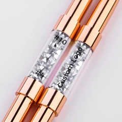 Top Quality Nail Products Rose Gold Pincel 100 Kolinsky 3D Brush #4 #10 Custom Logo Kolinsky Acrylic Nail Double Brush