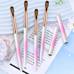 High Recommend Summer Gradient Metal Handle Acrylic Powder Brushes Kolinsky Sable Size 8 10 12 14 16 18for Nail Tech Supplies