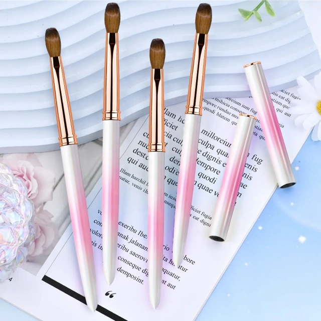 High Recommend Summer Gradient Metal Handle Acrylic Powder Brushes Kolinsky Sable Size 8 10 12 14 16 18for Nail Tech Supplies