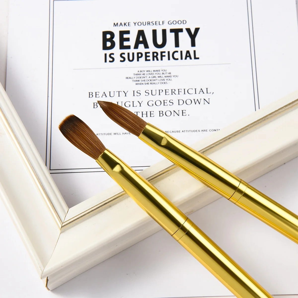 Factory Manufacture Different Size Manicure Powder Gold Metal  Professional Kolinsky Sable Acrylic Nail Brush Nails Acrylic #18