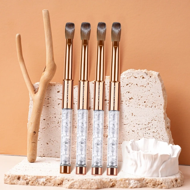 Personalized 100 % Kolinsky Nail Art Brushes Rose Gold Rhinestone Handle Custom Kolinsky Acrylic Nail Brush