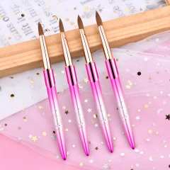 Top Quality 3D Manicure Nail Art Brush Metal Custom Crimped Round 70% Kolinsky Sable Acrylic Nail Brush for Acrylic Nails