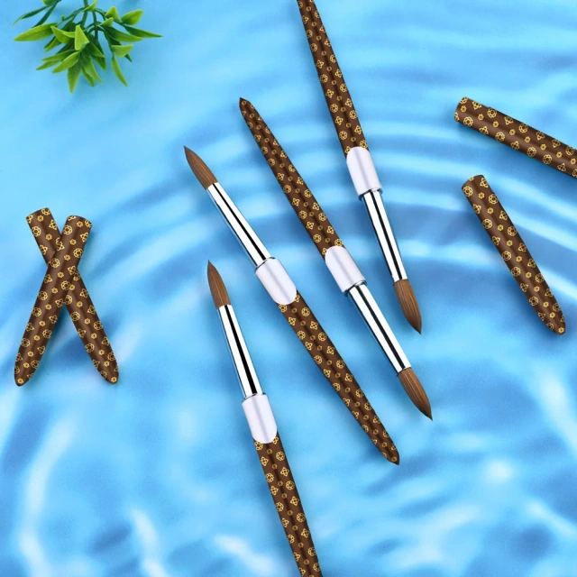 Latest Fashion Nail Brushes Wholesale Metal Handle Crimped Round Number 8 10 12 14 16 18 Acrylic Brush Kolinsky High Quality