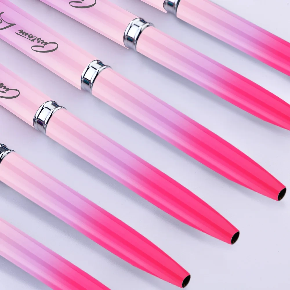 New Color Acrylic Nail Brush Custom Luxury Pink Gradient Metal Kolinsky Acrylic Nail Brush