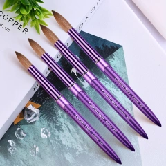 Nail Supplies Manufacturers Purple Color Custom Logo High Quality 100% Oval Shape Kolinsky Brush for Acrylic Nails
