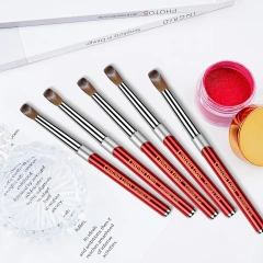 Luxury 2025 Red Metal Handle Germany 100% Kolinsky Hair Nails Brush Art Nail Acrylic Brush