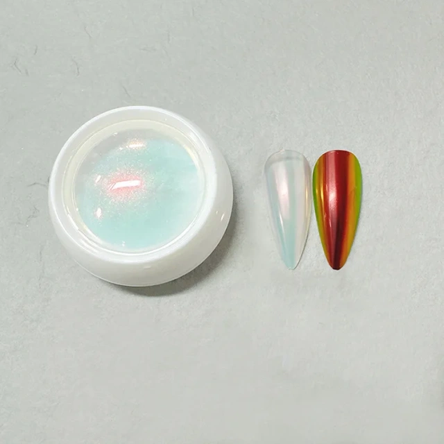 Wholesale New Nail Art Ice Transparent Pearl Aurora Powder Chameleon Chrome Aurora Mermaid Powder 6 Colors Non-microplastics