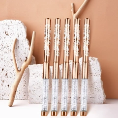 Personalized 100 % Kolinsky Nail Art Brushes Rose Gold Rhinestone Handle Custom Kolinsky Acrylic Nail Brush