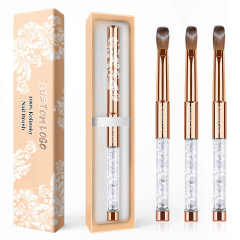 Personalized 100 % Kolinsky Nail Art Brushes Rose Gold Rhinestone Handle Custom Kolinsky Acrylic Nail Brush