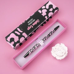 Handmade Acrylic Nail Brush Cow Black Leopard Printing Metal Salon Nail Beauty Pure Kolinsky Nail Brush