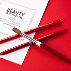 Most Popular Dark Red Metal Handle Professional 100%  Kolinsky Sable Nail Brush 3d Nail Art Brush Set Best Quality #2-#24