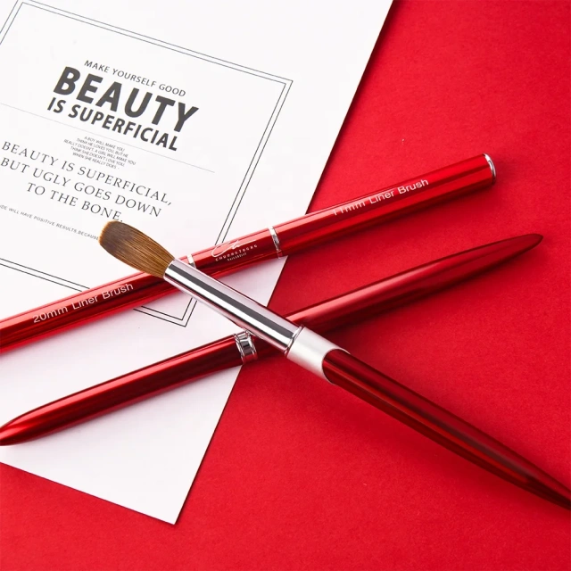 Most Popular Dark Red Metal Handle Professional 100%  Kolinsky Sable Nail Brush 3d Nail Art Brush Set Best Quality #2-#24