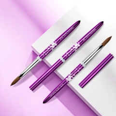 NEW Metal 100% Pure Kolinsky Hair Acrylic Nail Brush Size 8-18  Crimped Acrylic Dipping Powder Nail Brush for Acrylic
