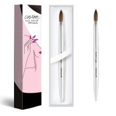 FUUMUUI New Arrival Kolinsky Nail Brushes Wholesale Silver Metal Handle Private Label Acrylic Brush for Nails Kolinsky Hair