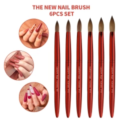 Luxury Acrylic Brush USA Size Classics Red Metal High Quality Custom 100% Kolinsky Acrylic Nail Brush