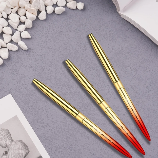 Premium 100% Kolinsky Nails Brush Gold Red Gradient Crimped #8-#22 Custom Logo Nail Acrylic Brush