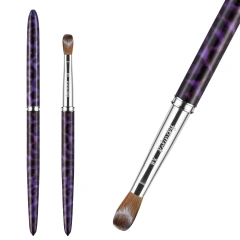 Hot Seller Acrylic Powder Drawing Nail Brush with Leopard Metal Handle 100% Kolinsky Nail Brush for Nail Salon