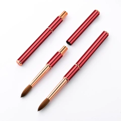Luxury Acrylic Nail Brush Custom Logo Red Handle Rose Gold Ferrule High Quality Kolinsky Acrylic Nail Brush