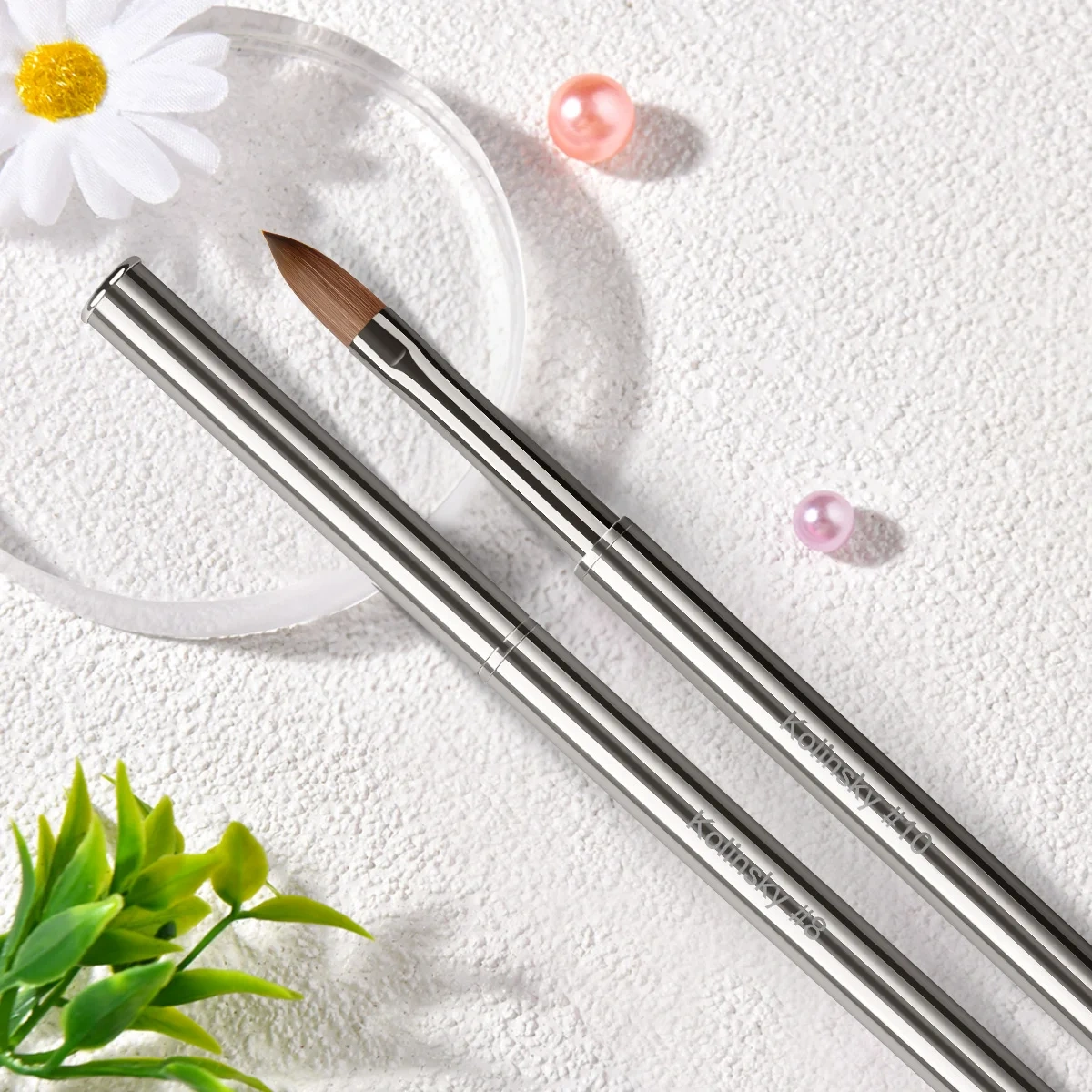 Hot Selling Silver Metal Nail 100% Kolinsky Hair Brush Acrylic Pen Siberian Sable Watercolor Brush Set Custom LOGO #16