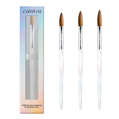 100% Pure Kolinsky Nail Brush for Acrylic  Professional Nail Extension Manicure Tool Nail Drawing Pen for DIY Home Salon