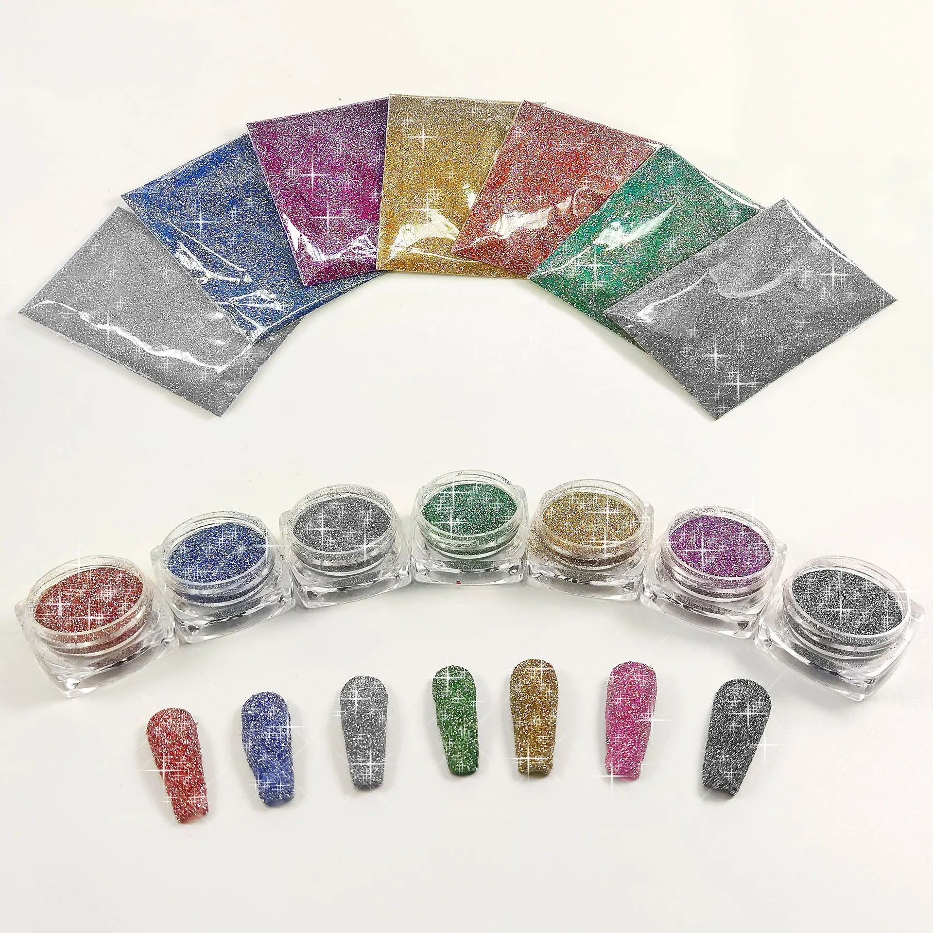 Hot Nail Art Broken Diamond Powder Crystal Three-Dimensional Silver Diamond Glitter Flash Handmade Drip Glue Reflective Powder