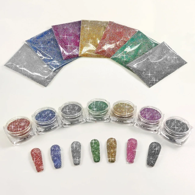 Hot Nail Art Broken Diamond Powder Crystal Three-Dimensional Silver Diamond Glitter Flash Handmade Drip Glue Reflective Powder