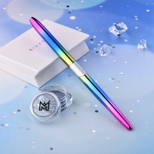 Top Quality Custom Hoody Logo Rainbow Metal Handle 100% Pure Kolinsky Germany Acrylic Nail Brush for Acrylic Nails