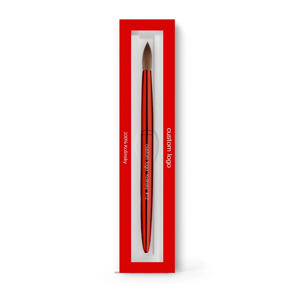 Luxury Acrylic Brush USA Size Classics Red Metal High Quality Custom 100% Kolinsky Acrylic Nail Brush